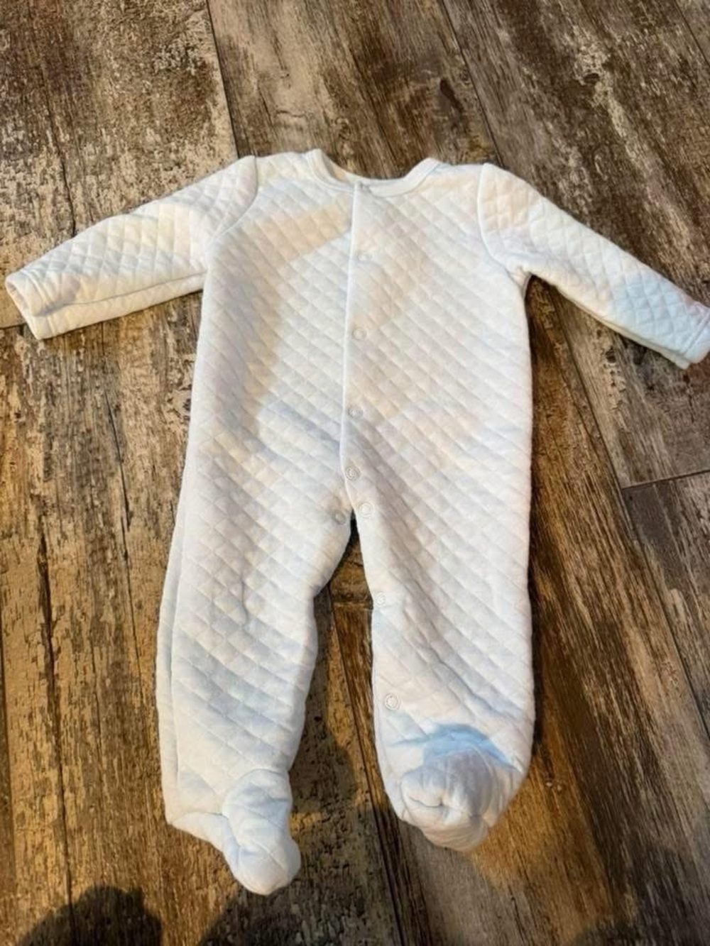 Baby Quilted White Footed One-Piece Romper